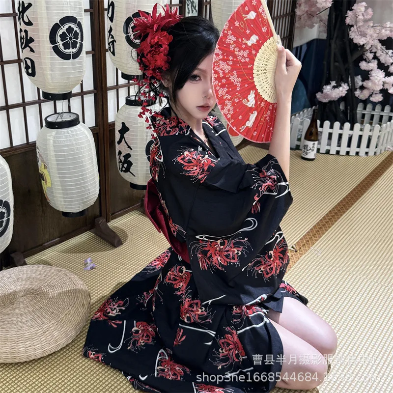 Kimono Women's Formal Dress Traditional Japanese Cute God Girl Improved Japanese Beauty Japanese Material Shop Kimono