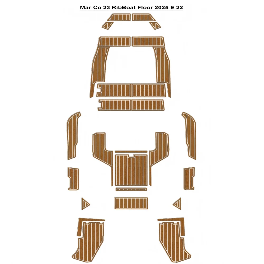 

Mar-Co 23 RibBoat Swim Platform Cockpit Pad Boat EVA Teak Deck Floor Mat SeaDek MarineMat Style Self Adhesive