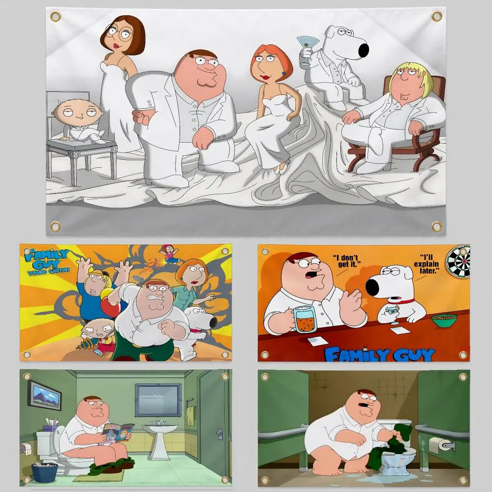 Cartoon Family Guy Peter Stewie Brian Flags Wall Hanging Background Flag Wall Decor Banners for Outdoor Bedroom Dorm Room Decor