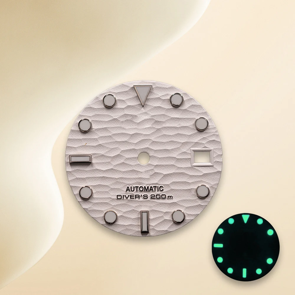 28.5 مللي متر S شعار السماء الزرقاء موجات أشعة الشمس الهاتفي NH35 الطلب لحركة NH35/NH36/4R/7S C3 الأخضر مضيئة ساعة تعديل أداة