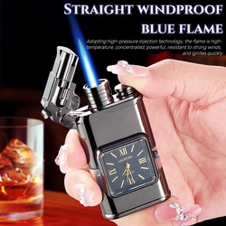 Hot selling Creative Double Flame Windproof Butane Gas Metal Lighter Camping Outdoor Portable Cigar Lighter Men's High end Gift