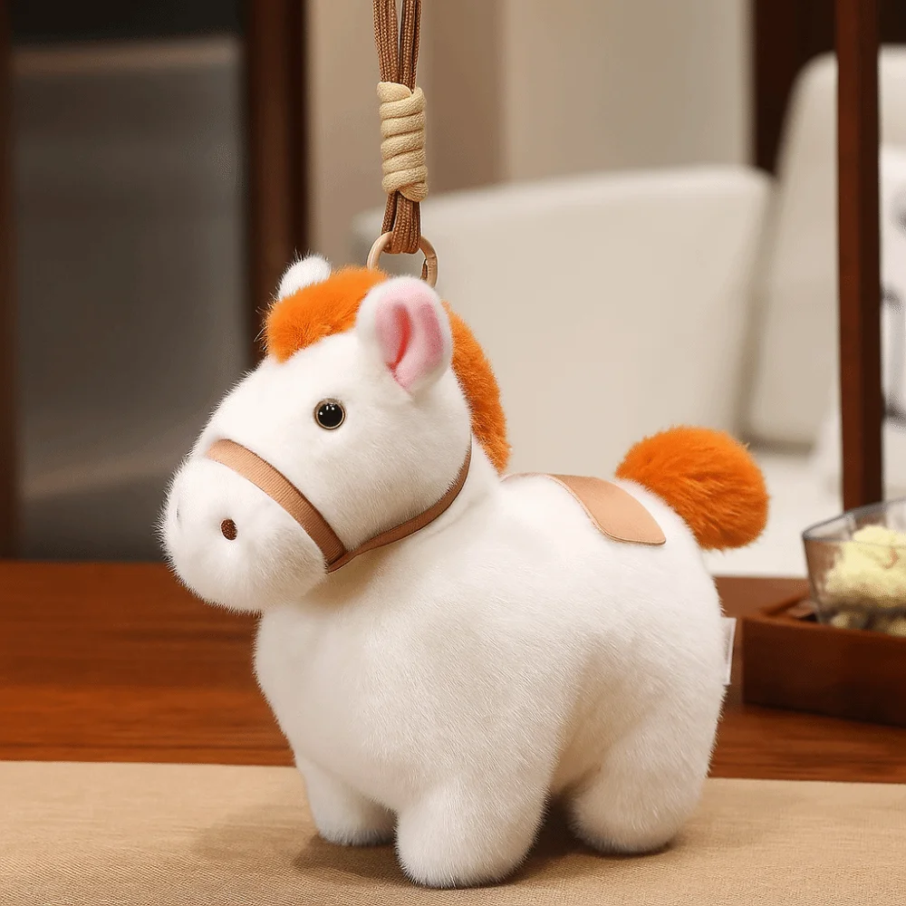 Ciondolo Pony Cartoon Steed Doll Animale Regalo di Capodanno cinese Portachiavi con cavallo di peluche ripiene in stile cinese Decorazioni festive