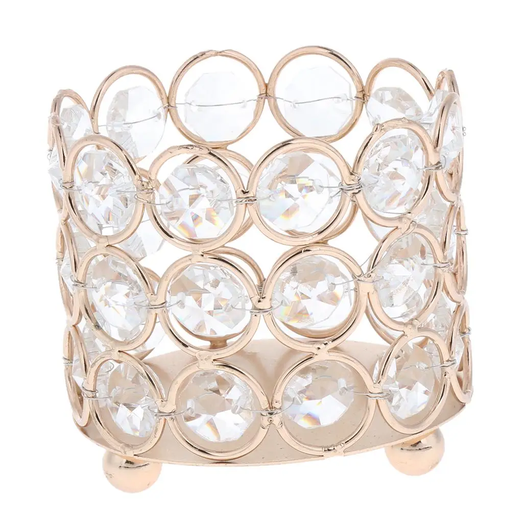 Romantic Crystal Votive Candle Holder Tabletop Lantern for Wedding Decorative Light Home Centerpiece Bling Tealight Candle Stand