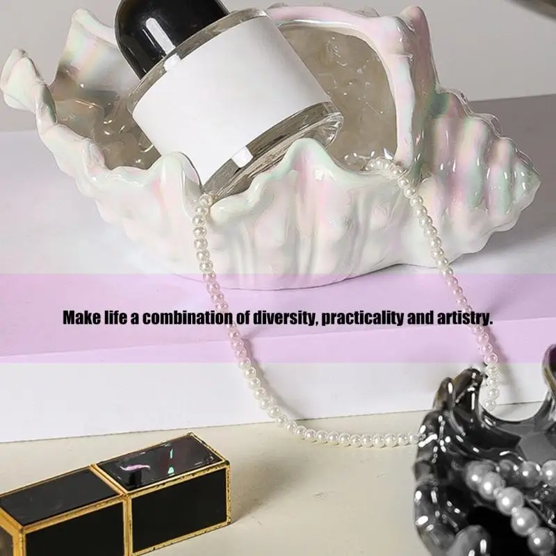 

91AF Ceramic Jewelry Holder Dish with Creative Conch Pattern Flexible Storage Additio for Accessories Keys Small Items