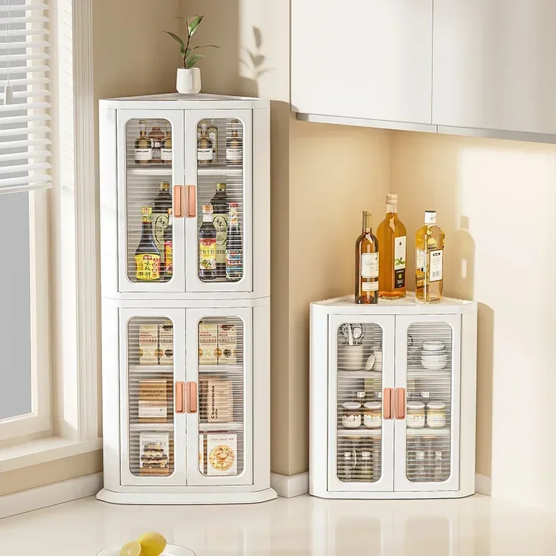Storage Cabinet Multi-layer Living Room Locker Floor-to-ceiling Plastic Triangular Dust Rack Snack Toy Locker Sturdy And Durable