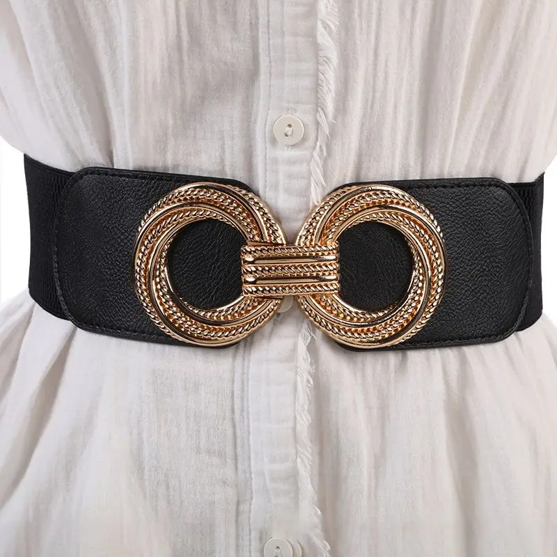 Women's Stretch Wide Belt Vintage Elastic Cinch Belt for Dress Waist S to Big Size