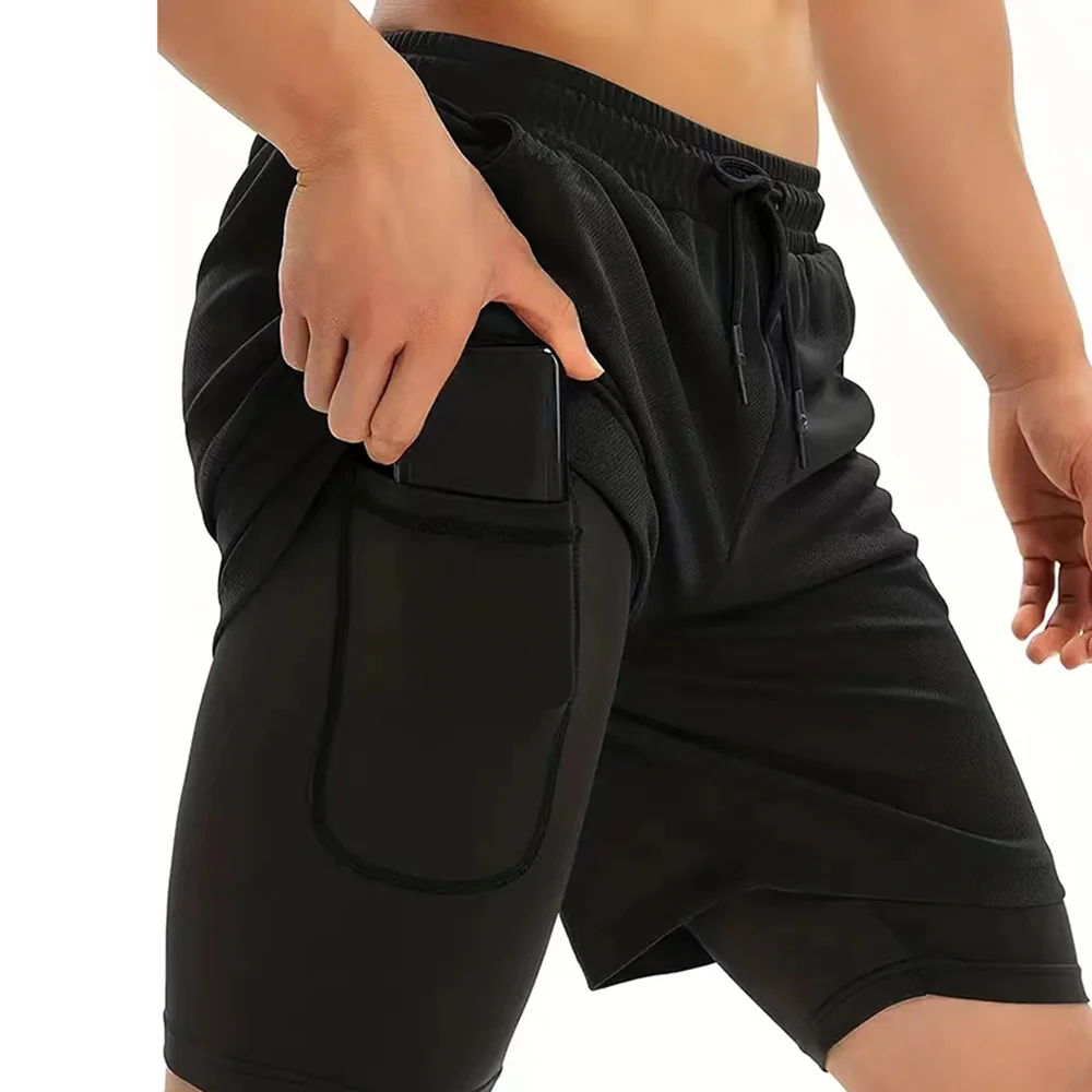 High-Quality Gym 2 in 1 Shorts For Men Quick Dry Breathable Mesh Performance Shorts Sports Fitness Workout Jogging Short Pants