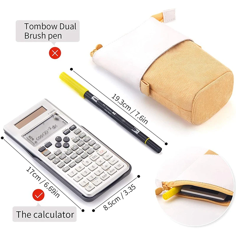 ANGOO Pencil Case Standing Stationery Bag Telescopic Pen Pouch School College Office Organizer For Girls Women Adults