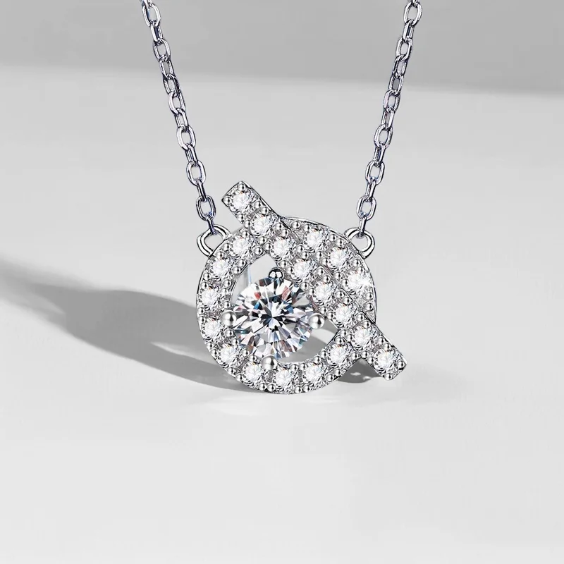 

1CT D Color Moissanite Pig Nose Charm Pendant S925 Sterling Silver PT950 Plated Vintage Women's Necklace GBA Certified Jewelry