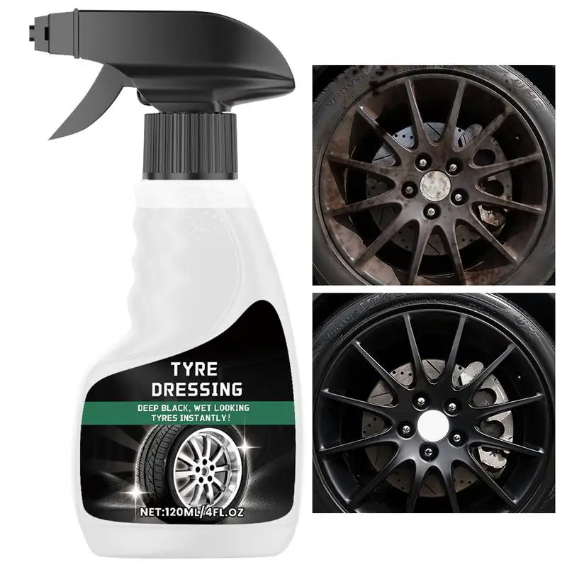 

Tire Shine Spray 120ml Portable Long Lasting Rim Cleaner Spray Powerful Tire Dressing Spray Auto Washing Accessories For Car