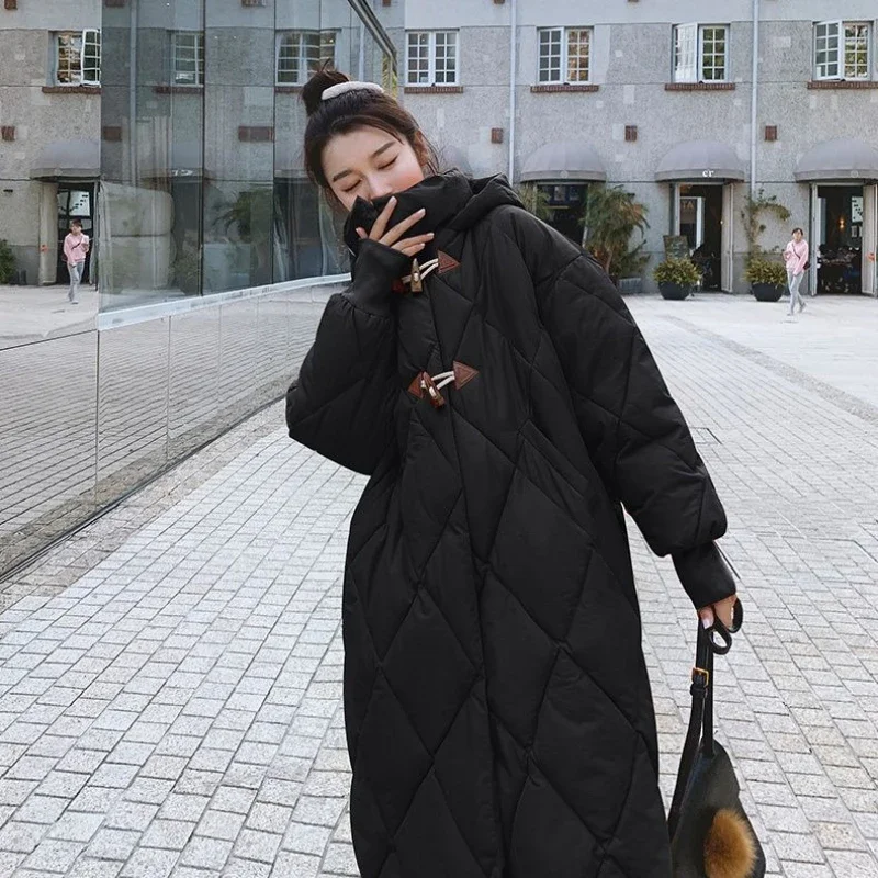 

Зимний тренд 2025 года, модное хлопковое пальто в корейском стиле для женщин, длинный дизайн, теплая стильная одежда, лидер продаж