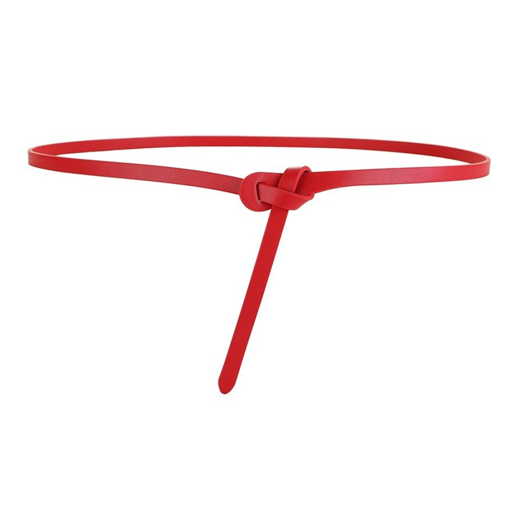 

Red Knot Women Belt Cowskin Leather Thin Ladies Belt for Dress High Quality Second Layer Cow Skin Strap Female Waist Belt Black