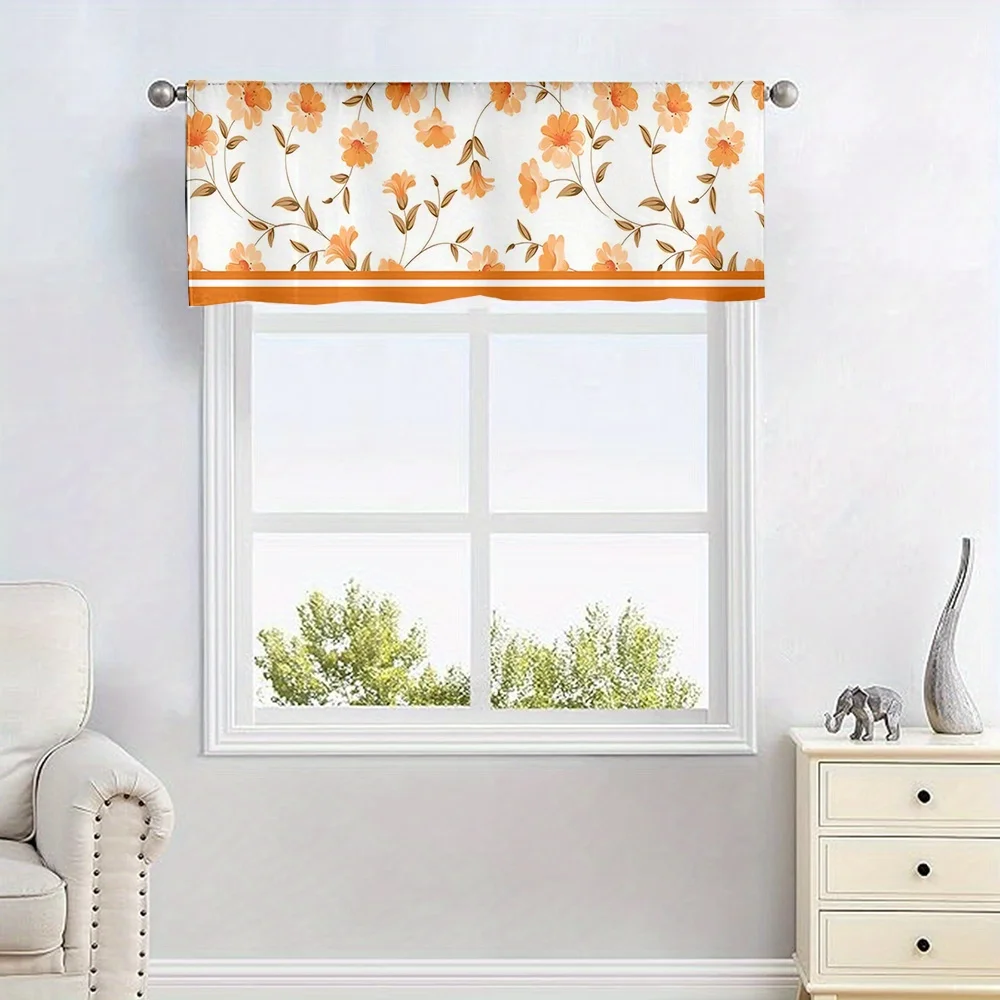  Fall Harvest Yellow Small Flowers Kitchen Curtain, Autumn Floral Botanical Window Treatment for Kitchen Bathroom Cafe