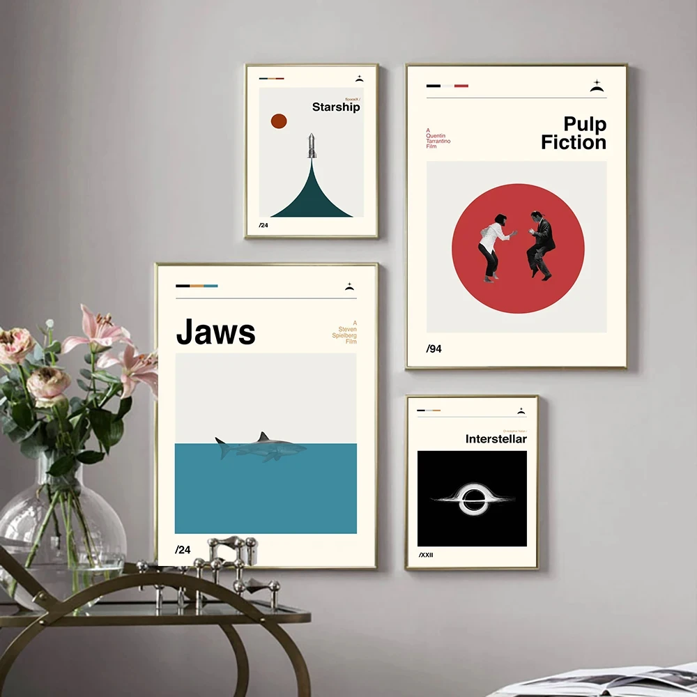 Interstellar Starship Mid Century Art Prints Pulp Fiction Retro Poster Jaws Canvas Painting Abstratc Wall Pictures Bedroom Decor