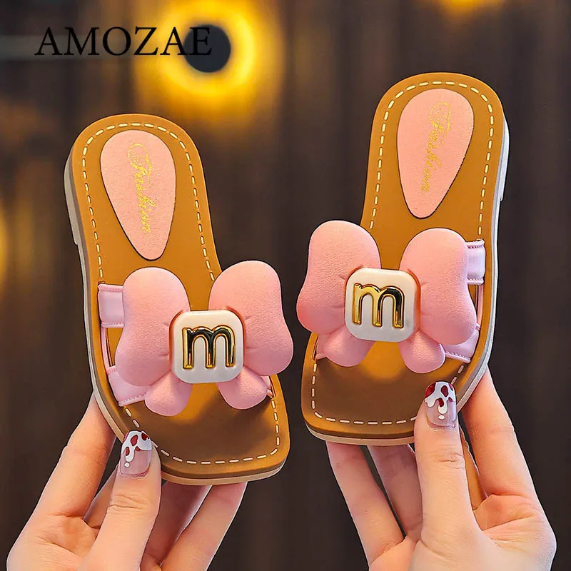 أزياء الأطفال الفتيات النعال رسالة م الزهور الجزرة لطيف شبشب شاطئ الصيف داخلي في الهواء الطلق وحيد عدم الانزلاق فستان يومي الأحذية #3