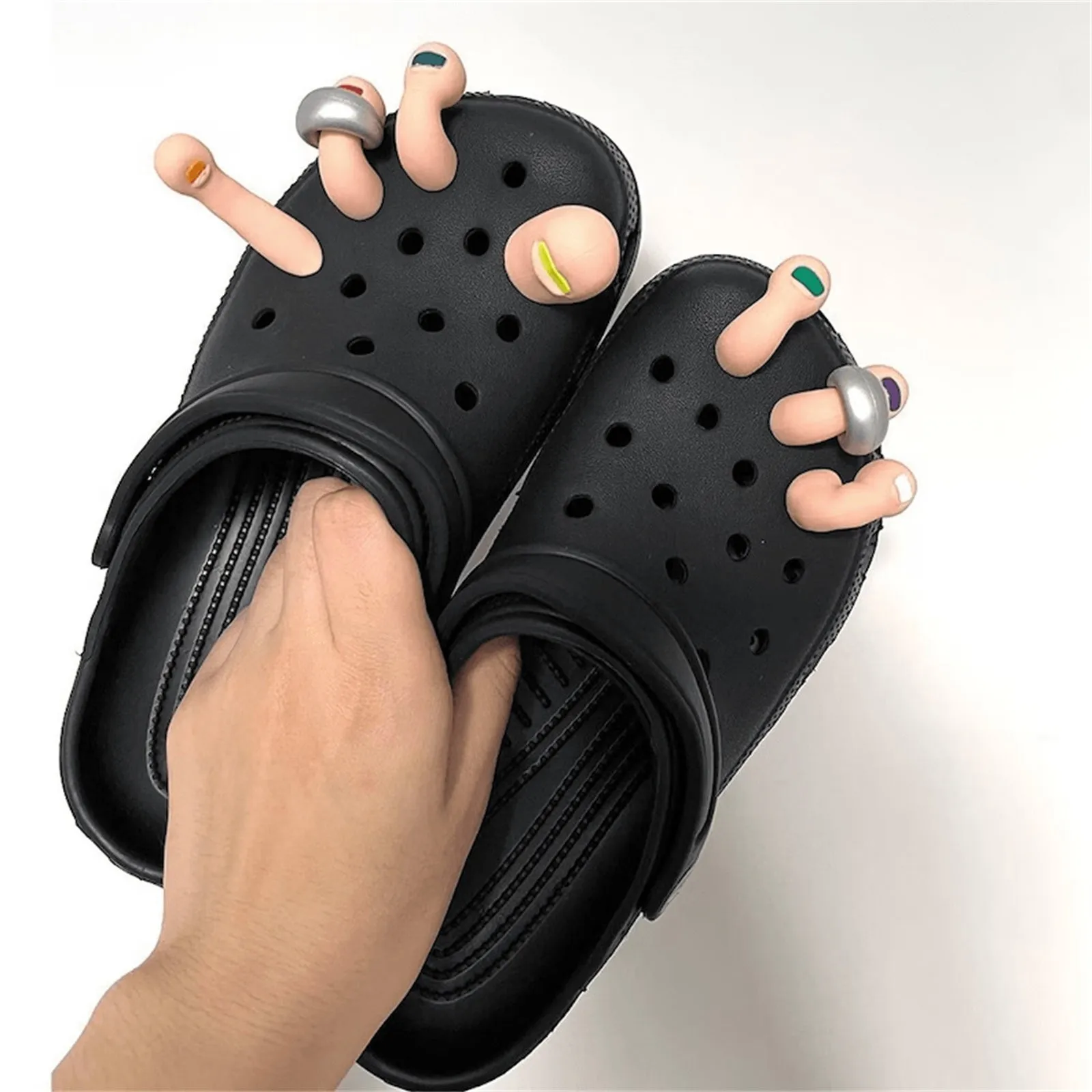 Crocs de dedo del pie de simulación creativa, accesorios de decoración de Gel de sílice, artesanía, personalidad, zapatillas divertidas, accesorios