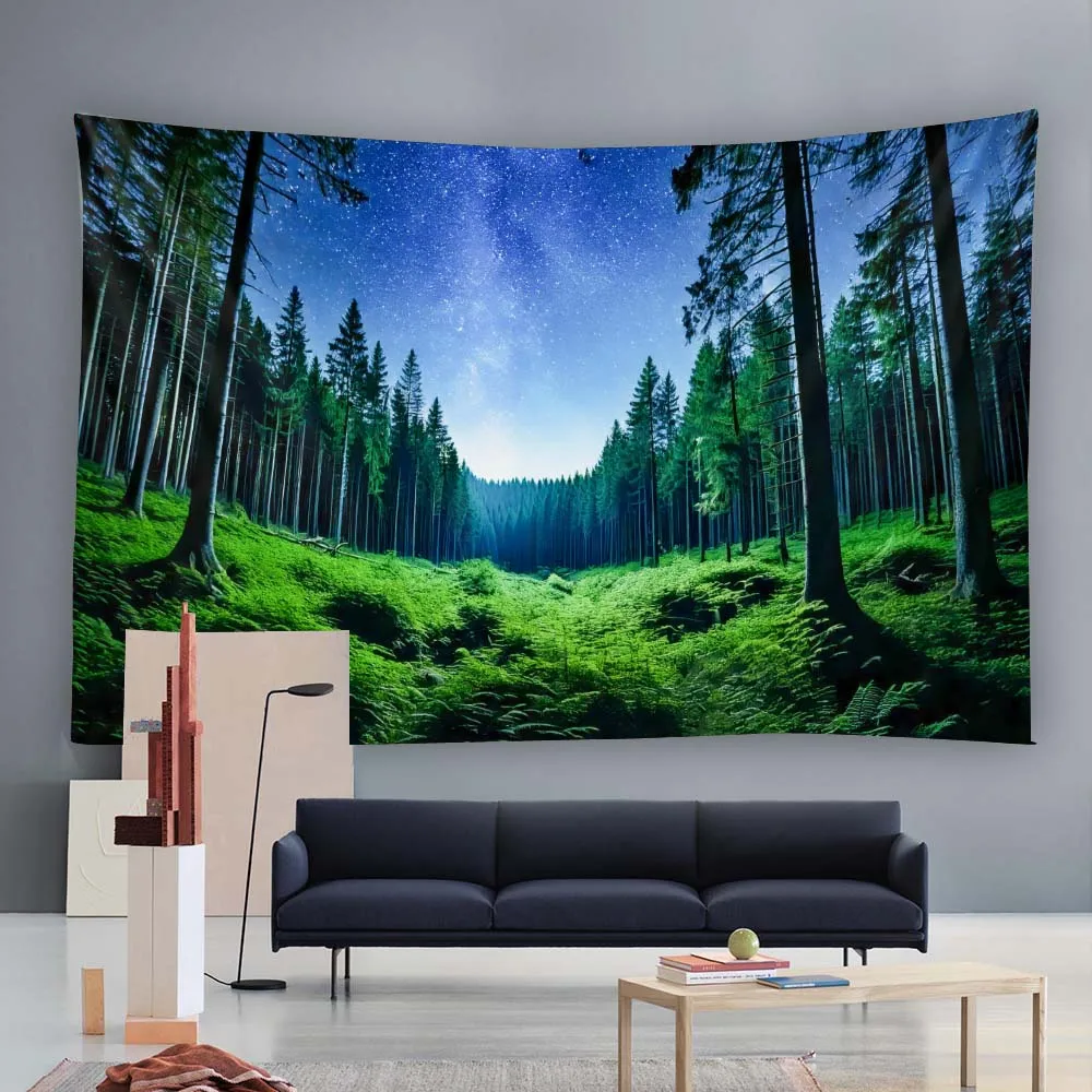 Large scale wall decorations with multiple styles, landscape fabrics, murals, beautiful forests, night sky backgrounds, posters,