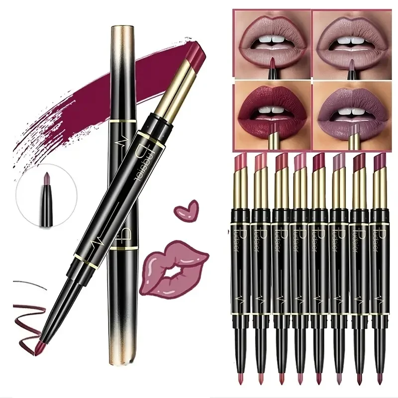 16 Kleuren Dubbelzijdige Lippenstift + Lipliner, Smudge Proof Swivel Stick, Zachte Matte Langdurige Lippenstift Valentijnsdag Cadeaus