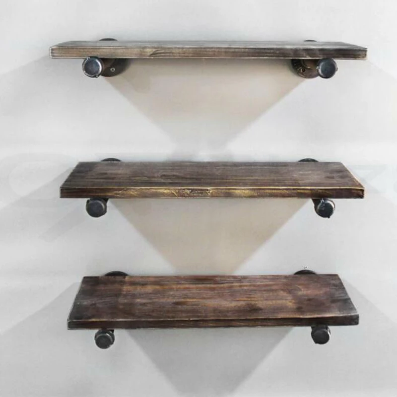 Wall Storage Shelf Holder Brackets Book Shelving Industrial Steampunk Iron Pipe For Industrial And Rustic Furniture