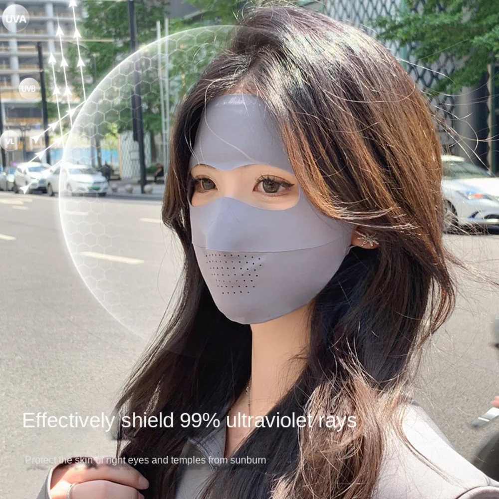 Elastic Summer Ice Silk Mask Breathable Solid Color Sun Protection Face Cover UV Protection Sunscreen Veil Face Gini Mask Golf