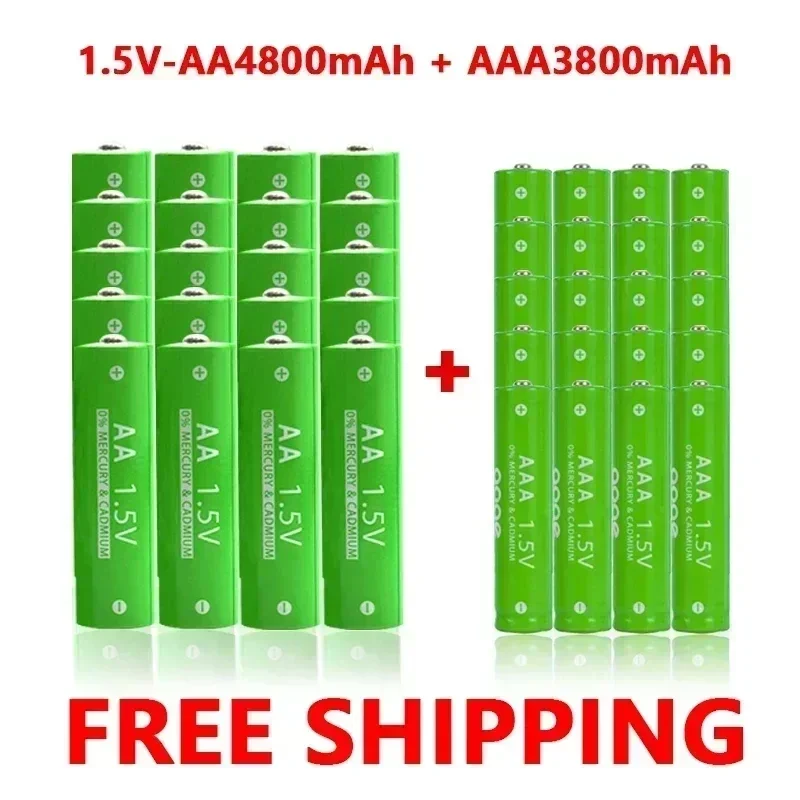 1.5V AAA 3800Mah - AA 4800Mah alkaline battery with charger, computer clock, radio, video game, digital camera battery AAA