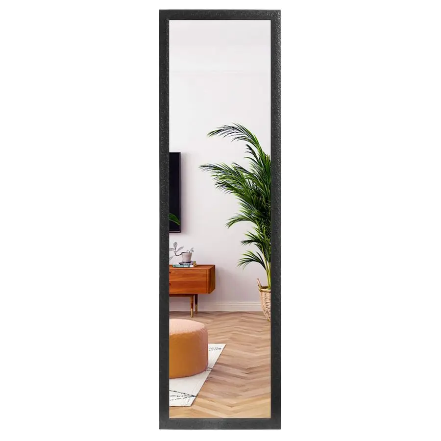 

Door Mirror Full Length, WallMounted Mirror Rectangle Tall with Engraving Frame for Bedroom, Living Room, Dressing Room, Black 5