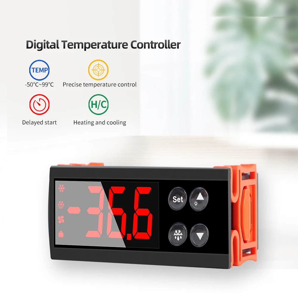 ECS-961neo 12V 24V Digital Temperature Control AC110-220V with Probe line 10A Thermostat With Heat/Cooling Control Instrument