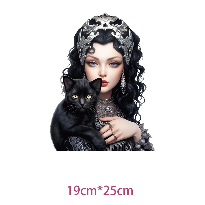 25cm Black Panther Princess Iron On Heat Transfer Sticker For Clothes DTF Pinted Vinyl Thermal Appliques Washable T-Shirt Decal