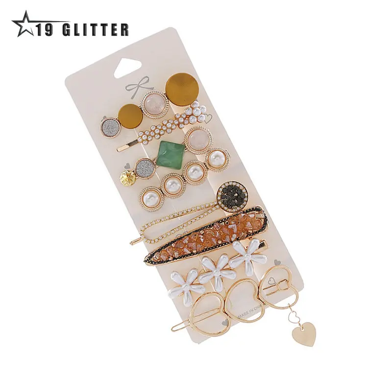 Candy Colors Pearl Hair Clip For Women Korean Hairpin Geometric Crystal Hair Barrettes Girl Hair Accessories Hairgrip