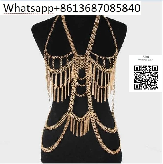 

European and American popular jewelry, alloy figure-eight chain, tassel body chain