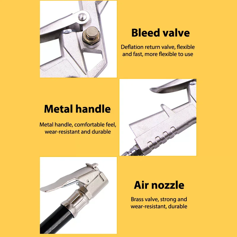 เครื่องวัดแรงดันลมยางรถยนต์แบบปืน ปั๊มลมสำหรับเติมลมยาง เครื่องมือซ่อมยาง