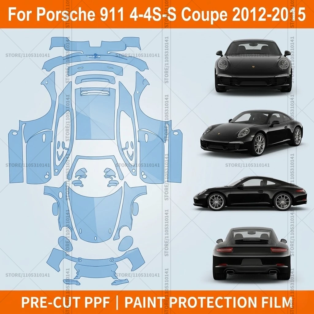 

Предварительно нарезанная защитная пленка PPF, прозрачная защита бампера, автомобильная прозрачная пленка для Porsche 911 4-4S-S Coupe 2012-2015