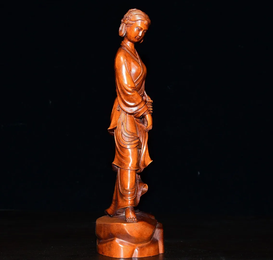 8 "مجموعة معبد التبت خشب البقس القديم الجمال الأربعة يانغ يوهوان ، تمثال امرأة جميلة لنموذج آلهة يانغ Guifei