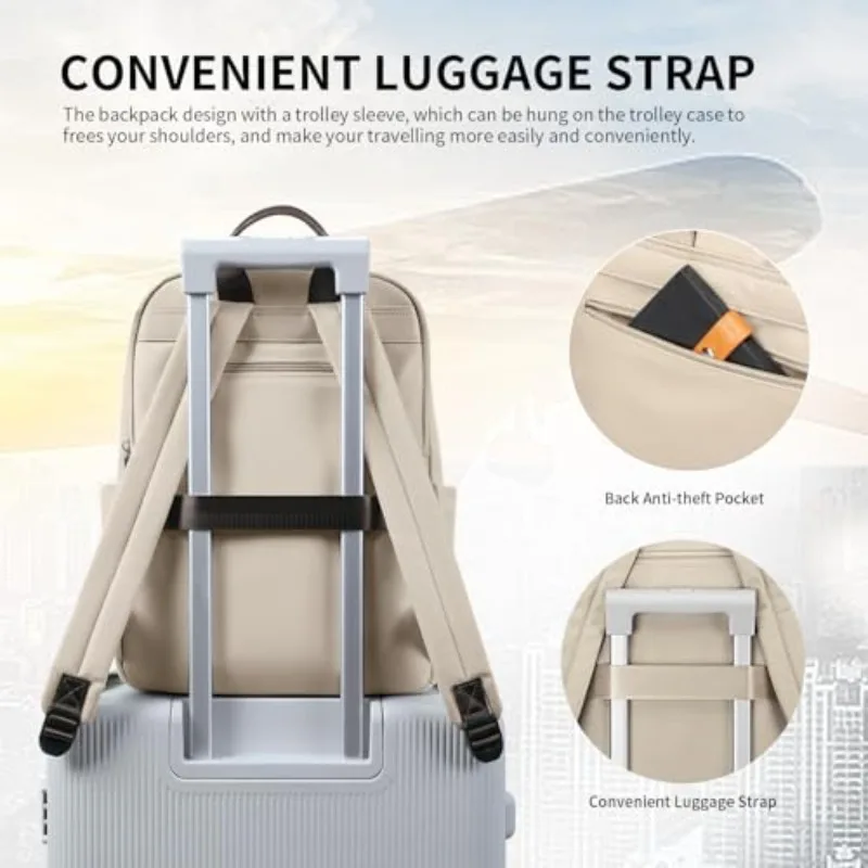 GOLF SUPAGS Women Laptop Backpack Fits 15 Inch Notebook Casual Daypack for Work Travel College Backpack Purse (Apricot)