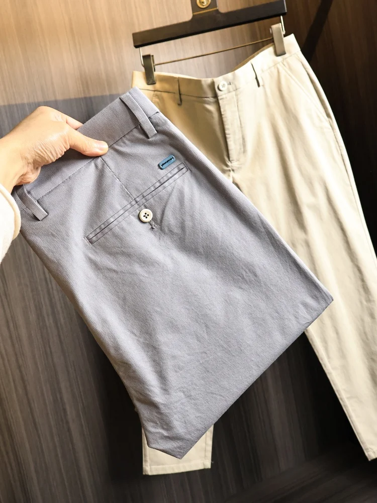 Homesick Men's Summer Casual Pants Breathable Thin Straight Leg Comfortable Skin-friendly 3D Cut Cotton Blend Business Casual