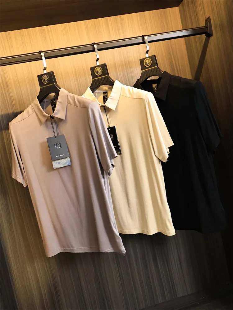 Business Casual Short Sleeve  Shirt Men's Summer Moisture Wicking Outdoor Sports Collared T-Shirt Standard Fit Business G...