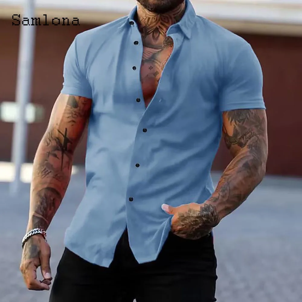 

2023 European Fashion Shirts Lepal Collar Basic Shirt blusas Homme Ropa Sexy Tunic Blouse Plus Size Men's Camisa Street Tops