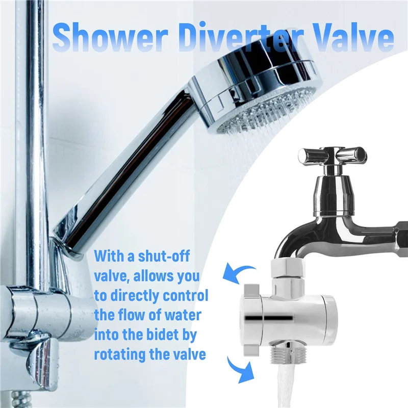 

Luckshopping ABS Chrome 3 Way Diverter Hose Fitting T Shape Adapter Connector For Angle Valve Hose Bath Shower Arm Toilet