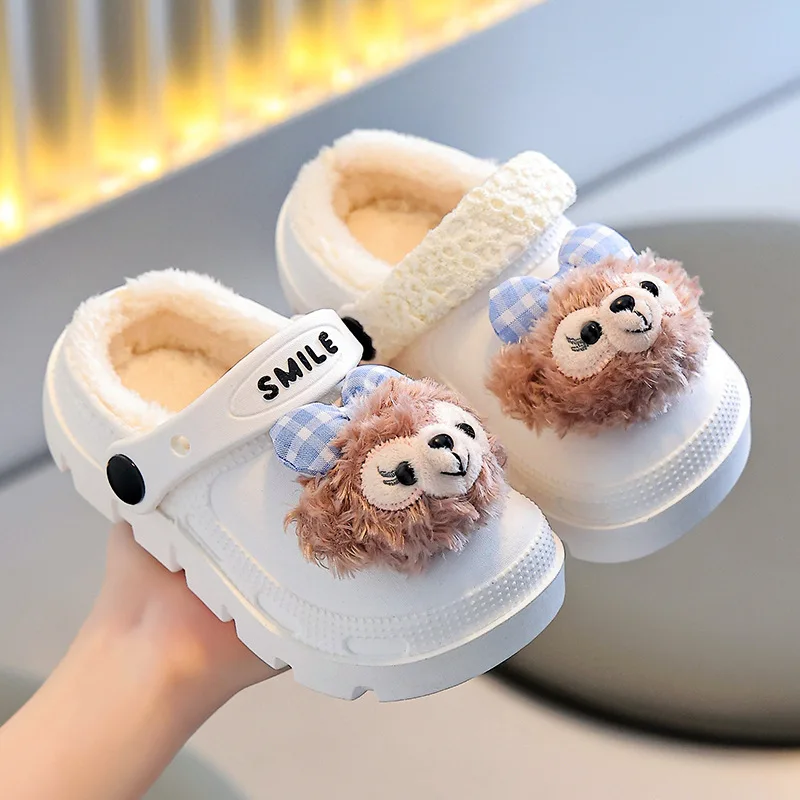 

Kids' Slippers House Shoes Cartoon EVA Winter Shoes For Girls Warm Anti-slip Soft Bottom Blue White Shoes Size 28-41
