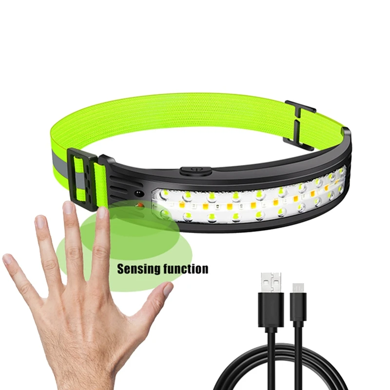 1 pezzo sensore Head Light lampada torcia Running Headlight impermeabile USB ricaricabile Head Light Built-In Battery Work Light LED