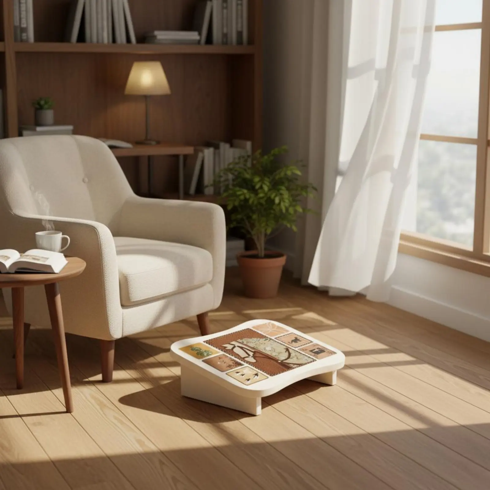 Image 6: Repose-pieds ergonomique sous le bureau, repose-jambes, tabouret gain de place, confort à domicile, facile à nettoyer