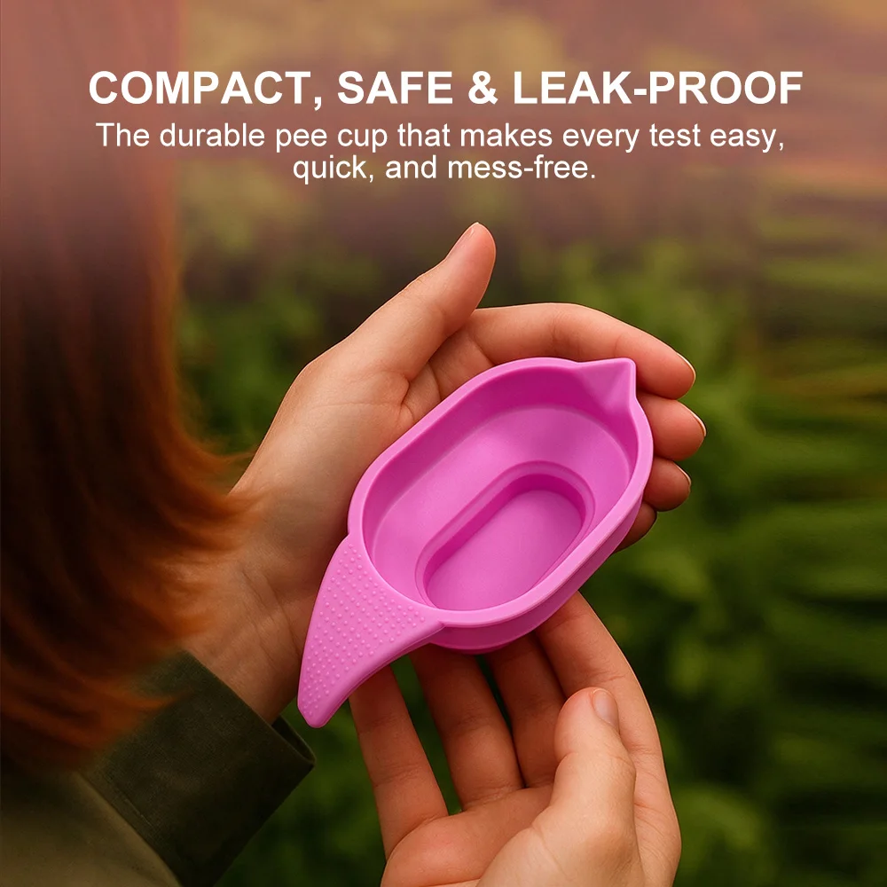 Collapsible Female Urine Sample Collector Cup - Reusable Food-Grade Silicone Pee Cup ,Home Pregnancy & Ovulation Tests