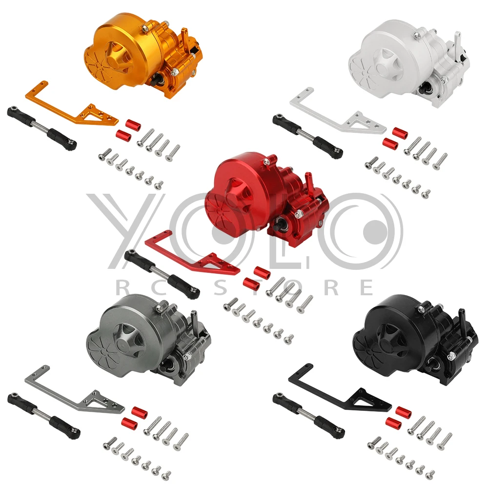 ชิ้นส่วนอัปเกรดรถตีนตะขาบบังคับวิทยุ1/10กล่องเกียร์ตัดโลหะ CNC พร้อมเกียร์สำหรับ AX10 SCX10ตามแนวแกน