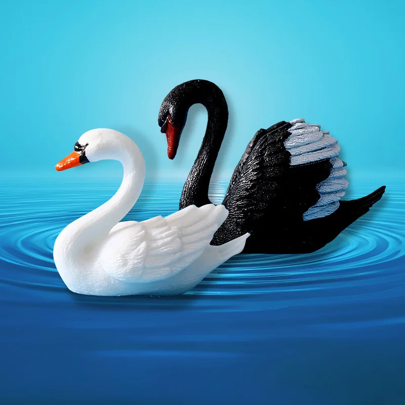 2 قطعة سوان أبيض أسود تمثال المنزل Kawaii غرفة كعكة سيارة سطح المكتب ديكور دمية مصغرة الجنية حديقة اكسسوارات الديكور #1