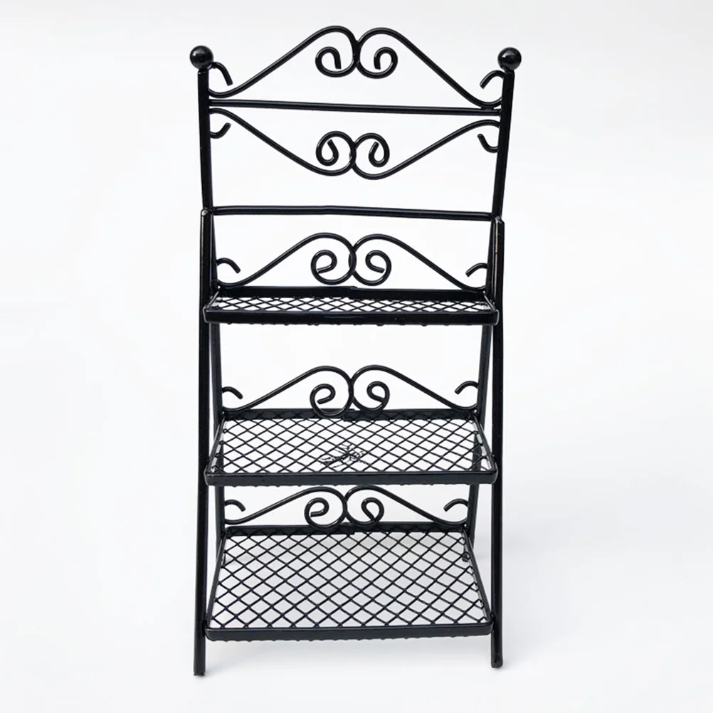 Mini Flower Stand Storage Rack Model Plant Pot Shelf Furniture Models Black House