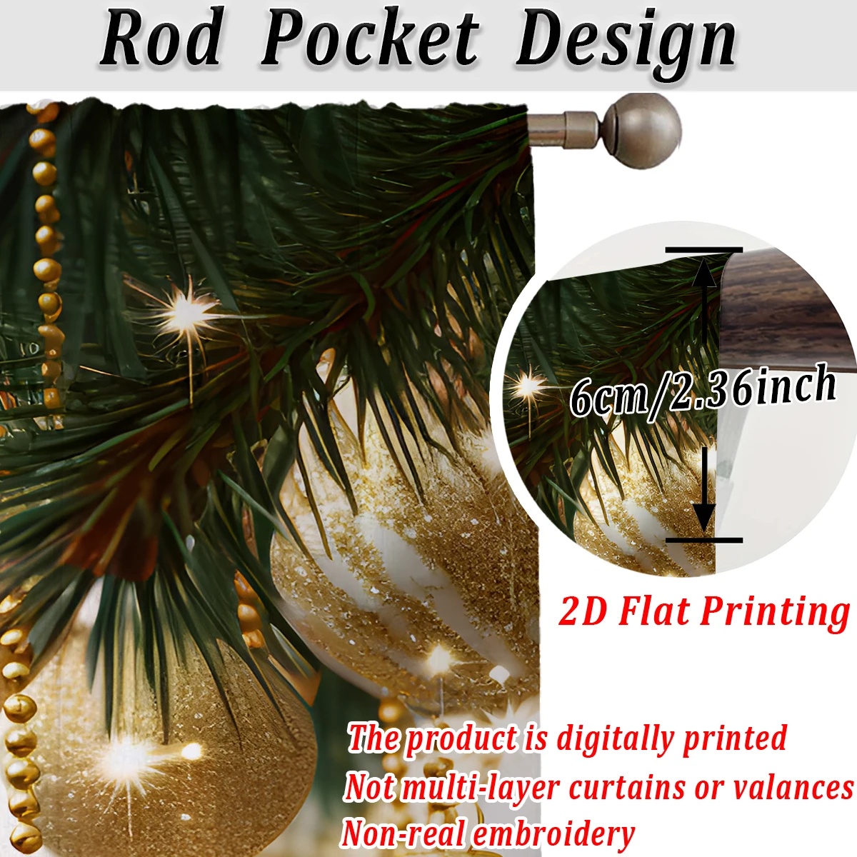 ستارة شفافة مطبوعة مسطحة لعيد الميلاد مع زخارف حلوى عيد الميلاد الفاخرة، لغرفة المعيشة وغرفة النوم والنوافذ وديكور أجواء الحفلات