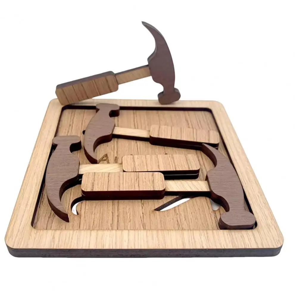 لوحة ألغاز للمراهقين، لعبة ألغاز مطرقة خشبية تعليمية للأطفال والمراهقين والكبار، لعبة تحفيز الدماغ مع أربعة مطارق محمولة