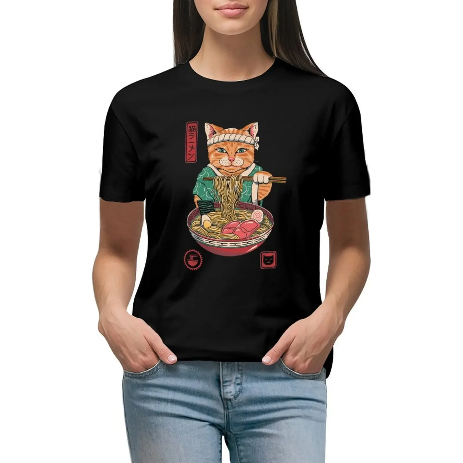 

Neko Ramen T-Shirt Aesthetic clothing vintage clothes plain t shirts for Women