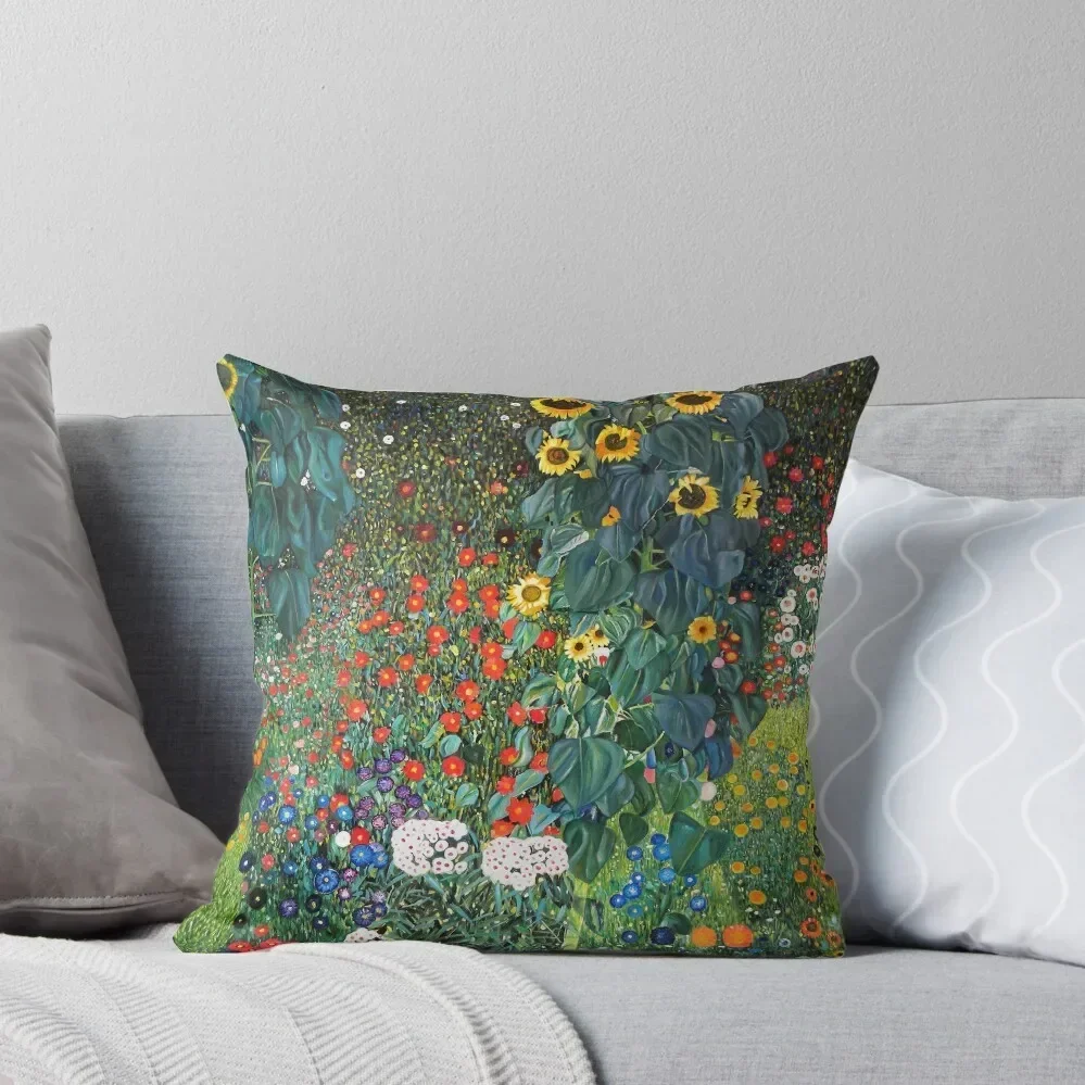 Flower Garden - Gustav Klimt Throw Pillow Decorative Pillow Covers For Sofa Decorative pillow case Sofa Cover