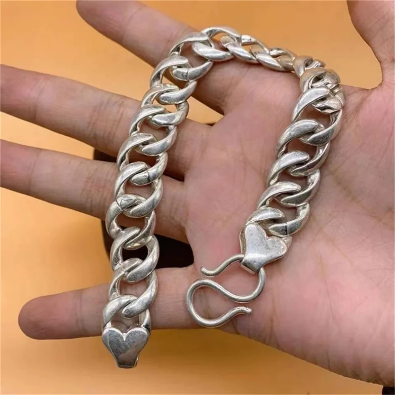 Mai Chuang/ China Old Tibetan Silver Exquisite Bracelet Hip-Hop Personality Trendy Men and Women Fashionista Gifts